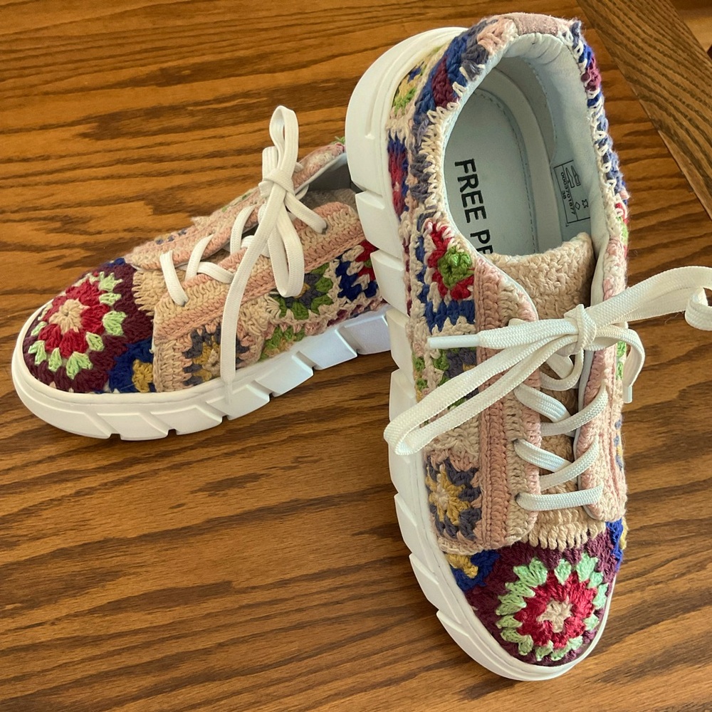 NWOT Free People Catch Me If You Can Crocheted Platform Sneakers, Sz 38 …